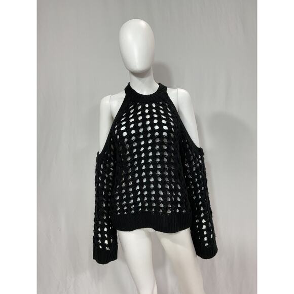 Camila Coelho 'Inez' Black Open Cable Sweater Size S - Picture 2 of 5